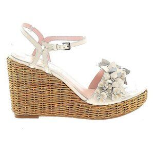 🌸 Kate Spade Fiori Wicker Platform Sandals | Pink Patent Leather Floral Size 8